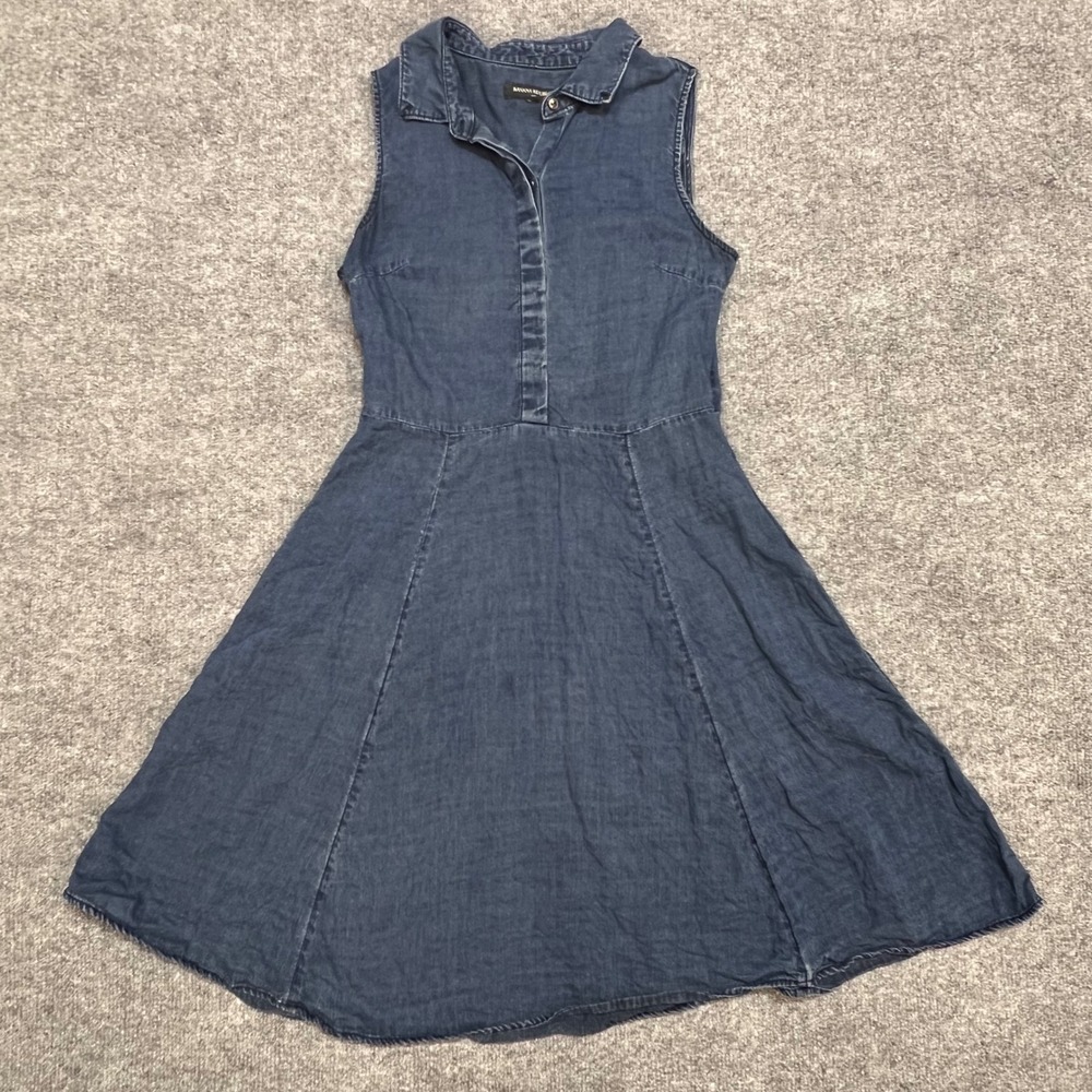 Banana Republic Shirt Dress Womens 6 Blue Sleeveless Lyocell Denim Fit Flare